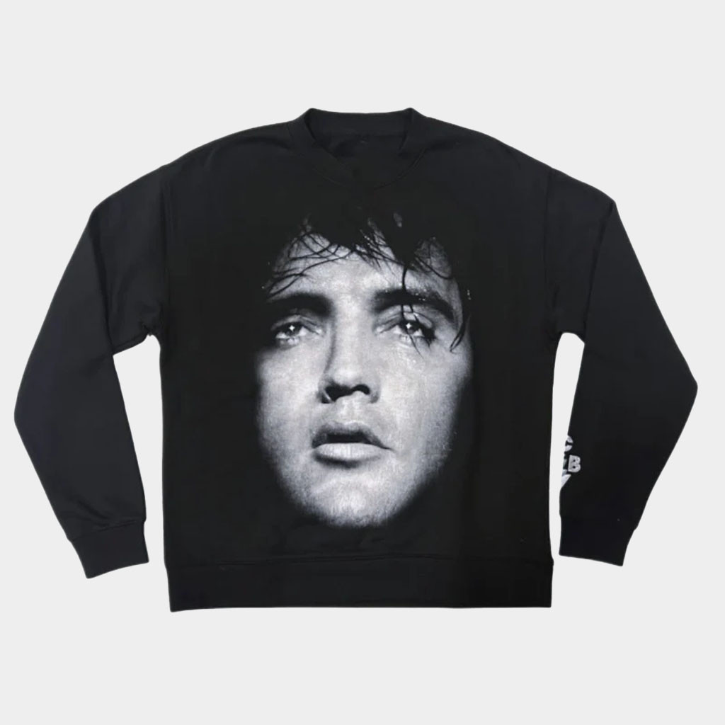 Graceland Merch Elvis Close Up Relaxed Crew Sweatshirt Birthday Gifts For Music Lovers-1