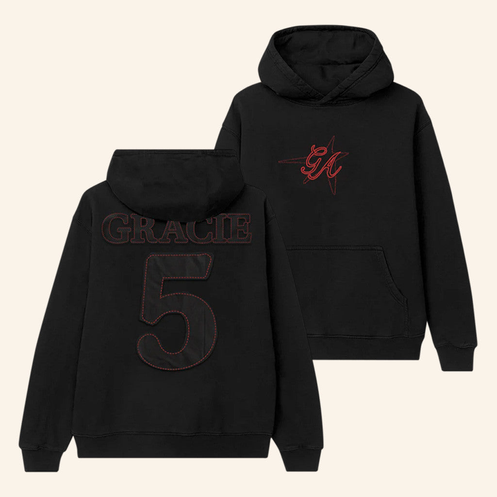 Gracie Abrams Merch Gracie 5-Year Upcycled Star Printed Black Hoodie Gifts For Dudes
