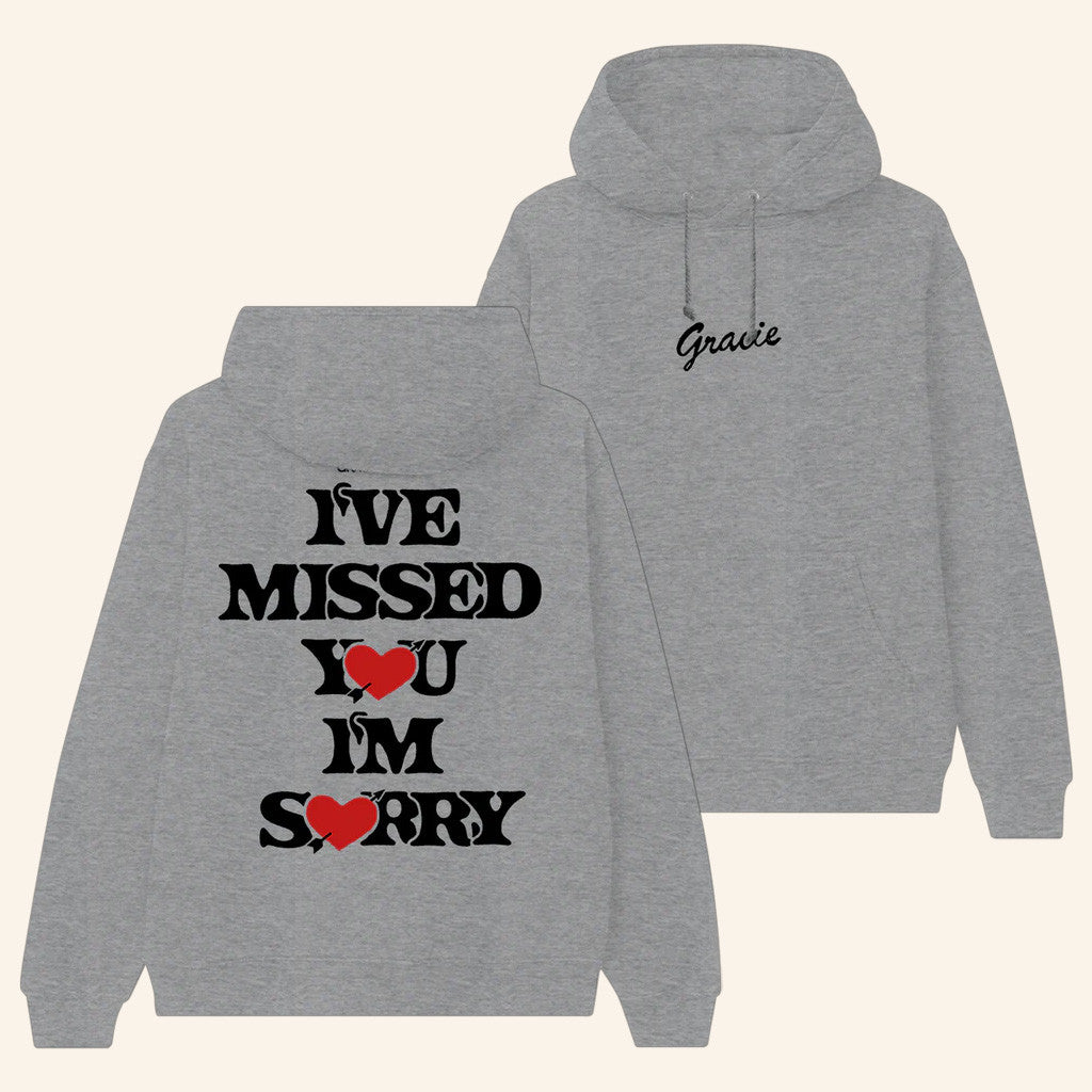 Gracie Abrams Merch I've Missed You I'm Sorry Grey Hoodie Gifts For Girlfriend Gracie Abrams Merch I've Missed You I'm Sorry Grey Hoodie Gifts For Girlfriend