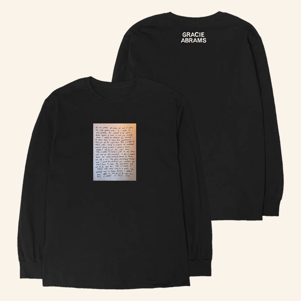 Gracie Abrams Merch Journal Page Black Long Sleeve Tour T-Shirt Best Gifts For Fans Gracie Abrams Merch Journal Page Black Long Sleeve Tour T-Shirt Best Gifts For Fans