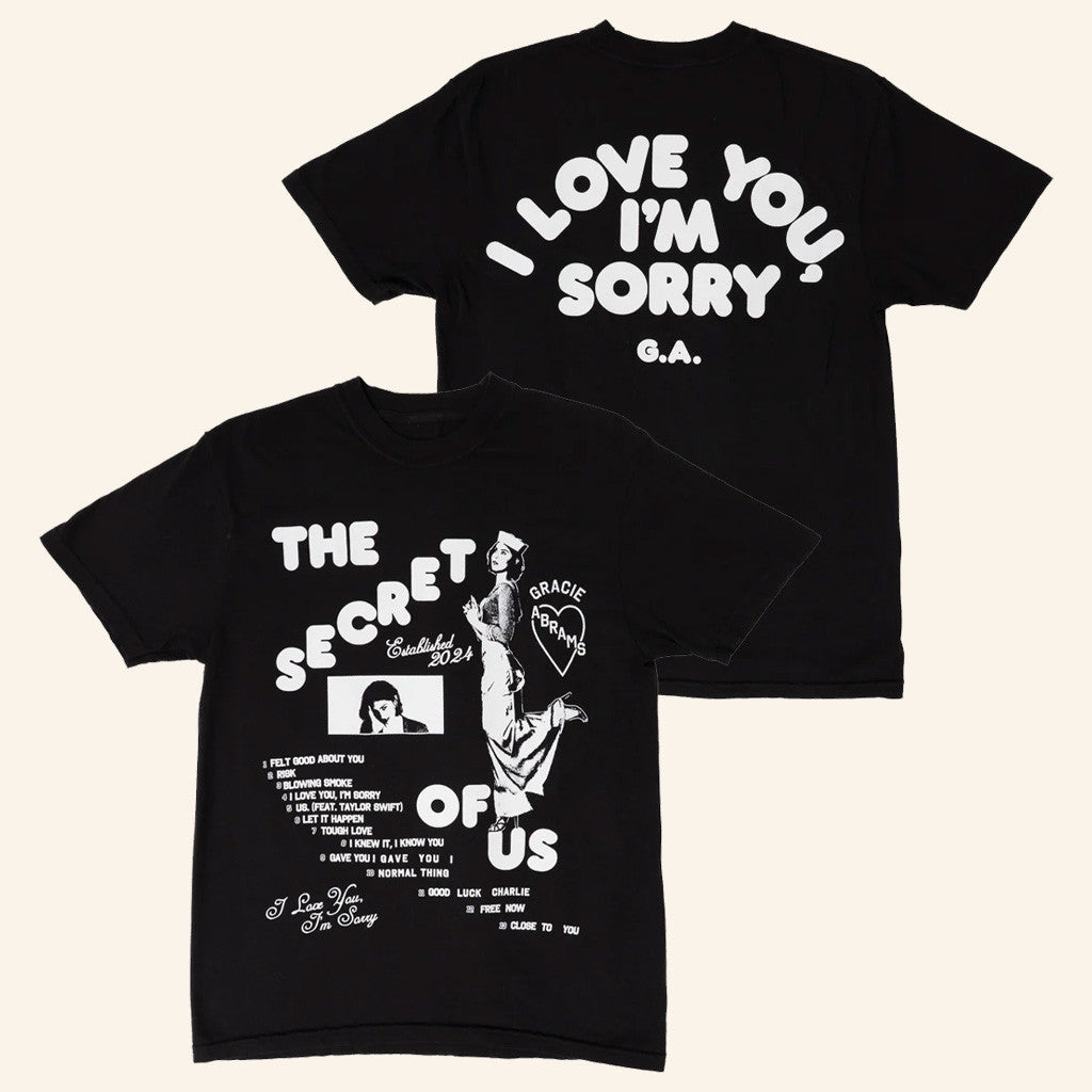 Gracie Abrams Merch The Secret Of Us Graphic Black T-Shirt Gift For Friends