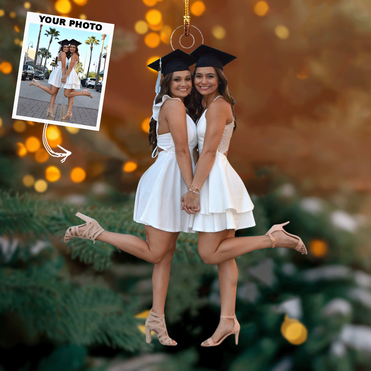 Graduate Glory Personalized Photo Mica Ornament Christmas Gifts For Bestie Sister