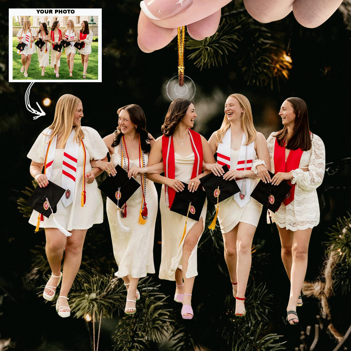 Graduation Day Joy Personalized Photo Mica Ornament Christmas Gifts For Bestie Si