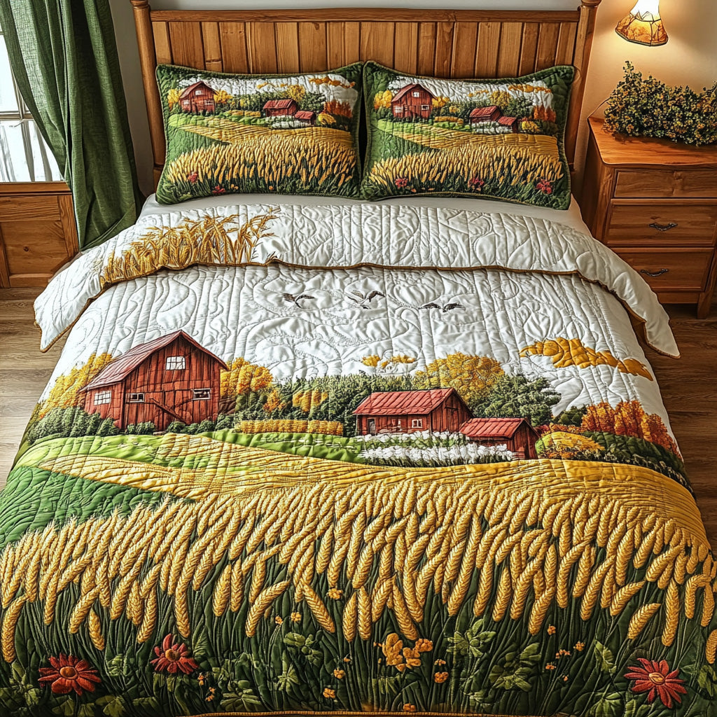 Grain Glory Quilted Bedding Set Cozy Bedroom Decor Unique Fall Gifts