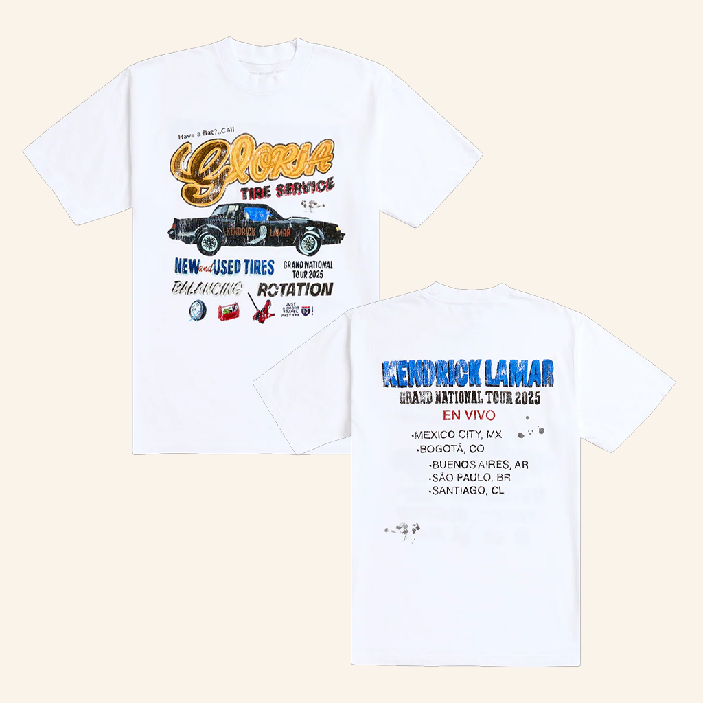 Grand National Tour Merch Kendrick Lamar Gloria Tire Service Latam T-Shirt Gifts For Fans Grand National Tour Merch Kendrick Lamar Gloria Tire Service Latam T-Shirt Gifts For Fans