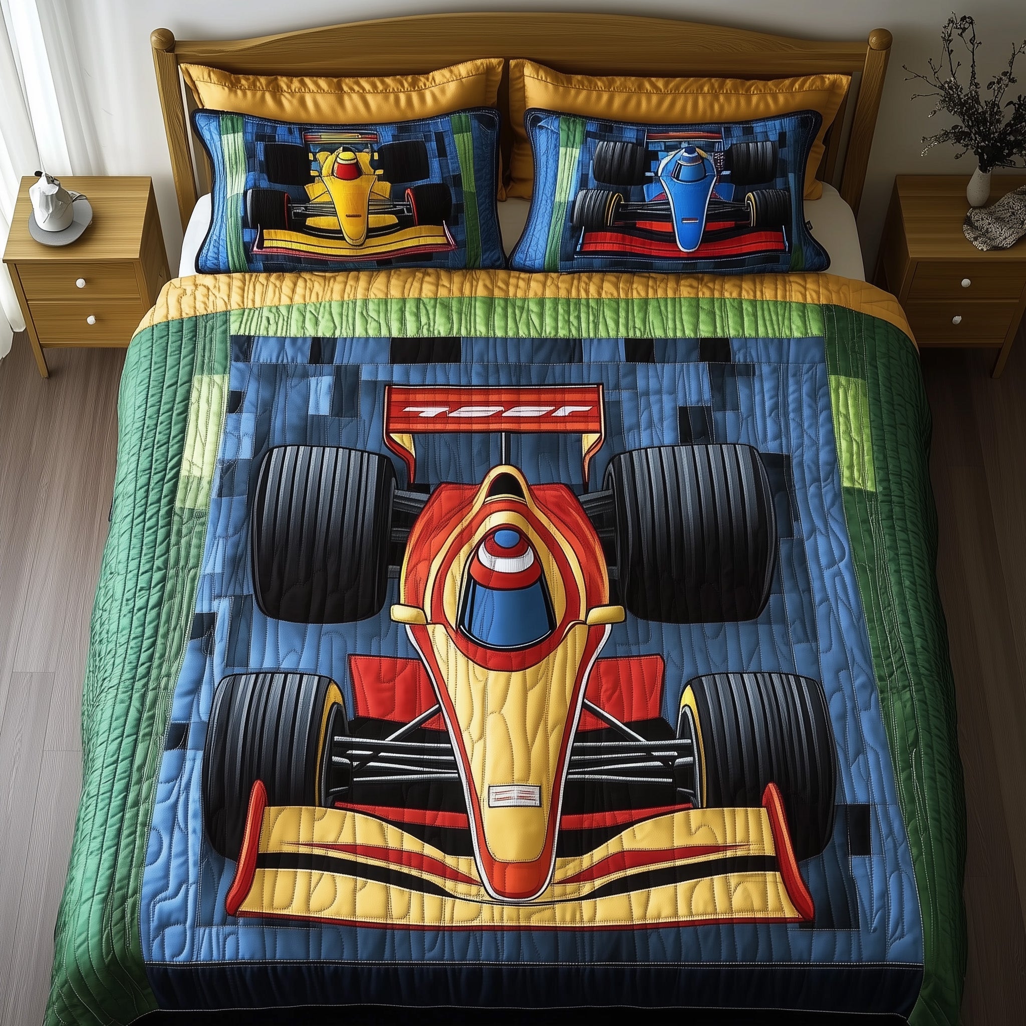 Grand Prix Racer Quilted Bedding Set Duvet Cover Merchandise Gift Ideas For Race Car Fan