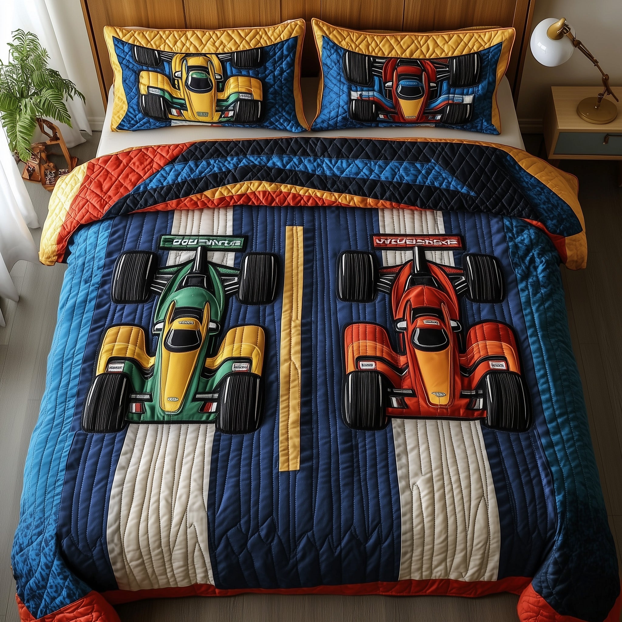 Grand Prix Racer Quilted Bedding Set Duvet Cover Merchandise Gift Ideas For Racers