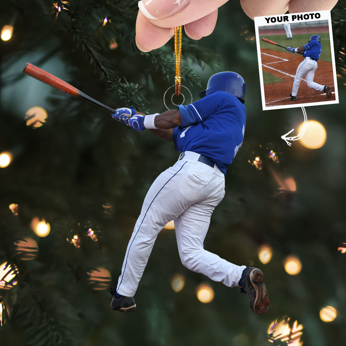 Grand Slam Glory Personalized Photo Mica Ornament Christmas Gift For Baseball Players