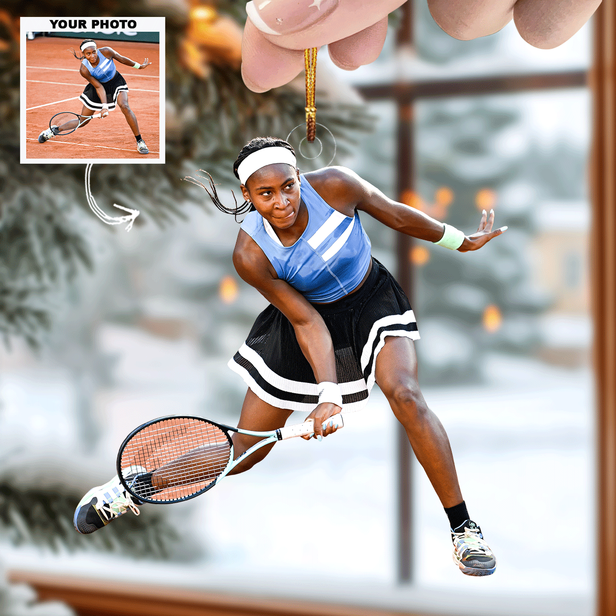 Grand Slam Personalized Photo Mica Ornament Christmas Gift For Tennis Players Tennis