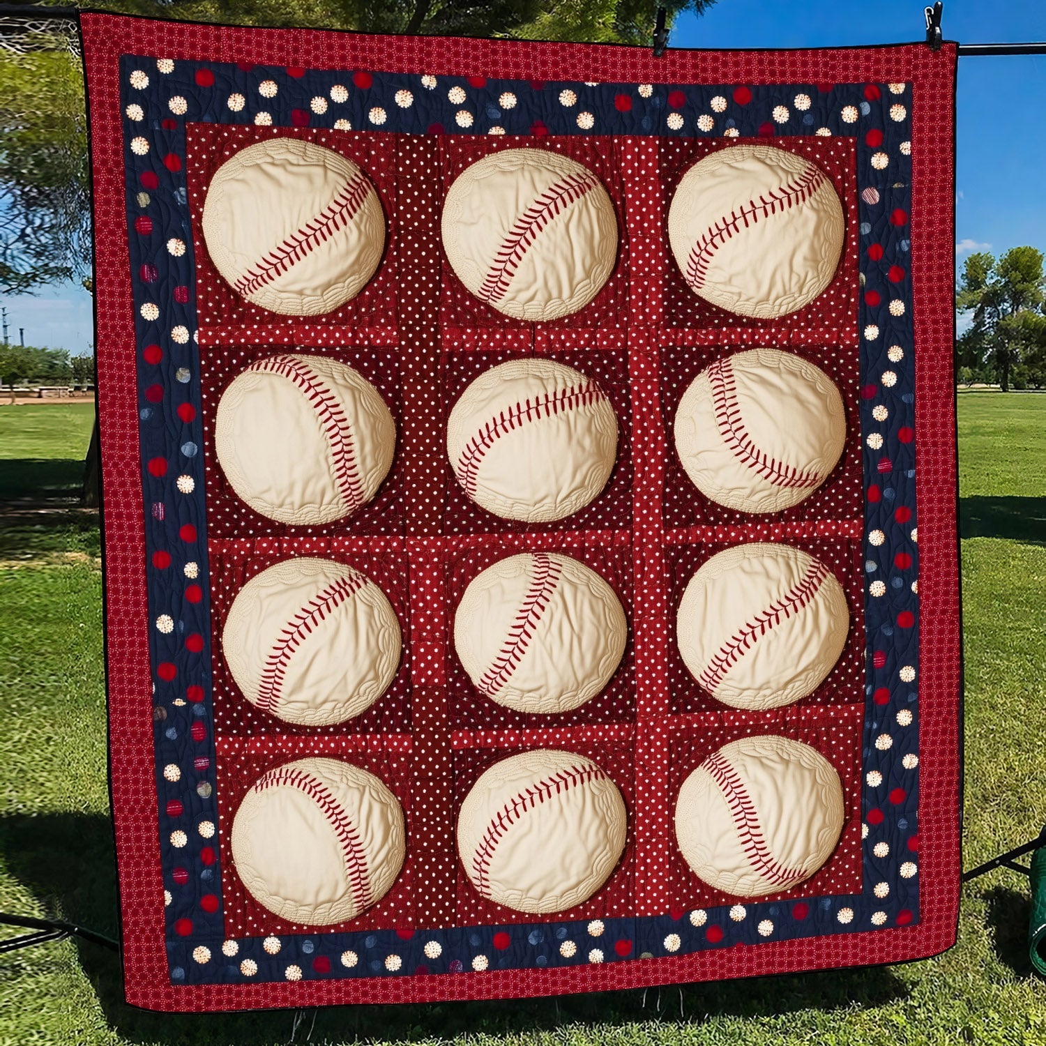 Grand Slam Quilted Blanket Baseball Christmas Gifts