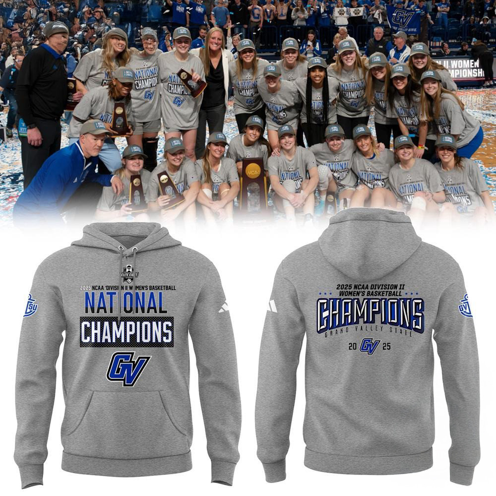 Grand Valley State University Women's Basketball 2025 NCAA Division II Champions Logo Hoodie
