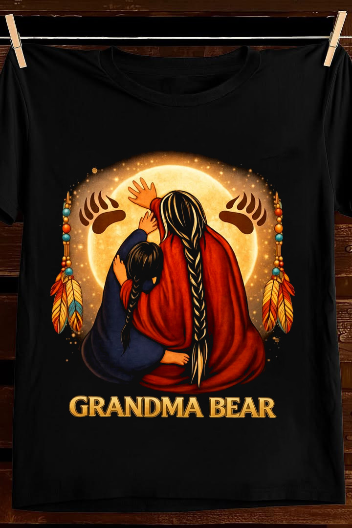 Grandma Bear Native Family T Shirt Tribal Spirit Graphic Tees Apparel Best Gift For Her