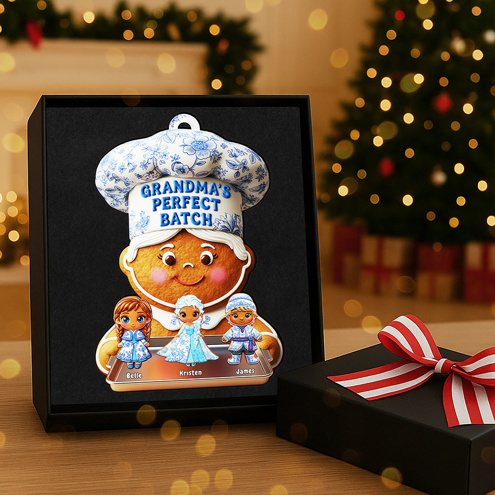 Grandma's Gingerbread Toile de Jouy Ornament - Personalized Gifts For Grandma Christmas Ornament - Festive Holiday Keepsake Gift
