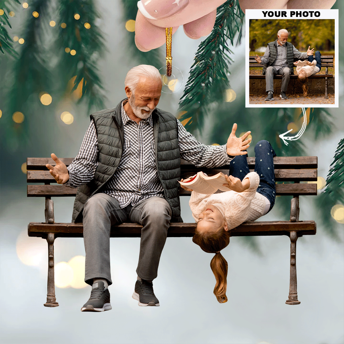Grandpa S Best Friend Personalized Photo Mica Ornament Christmas Gift For Family Family