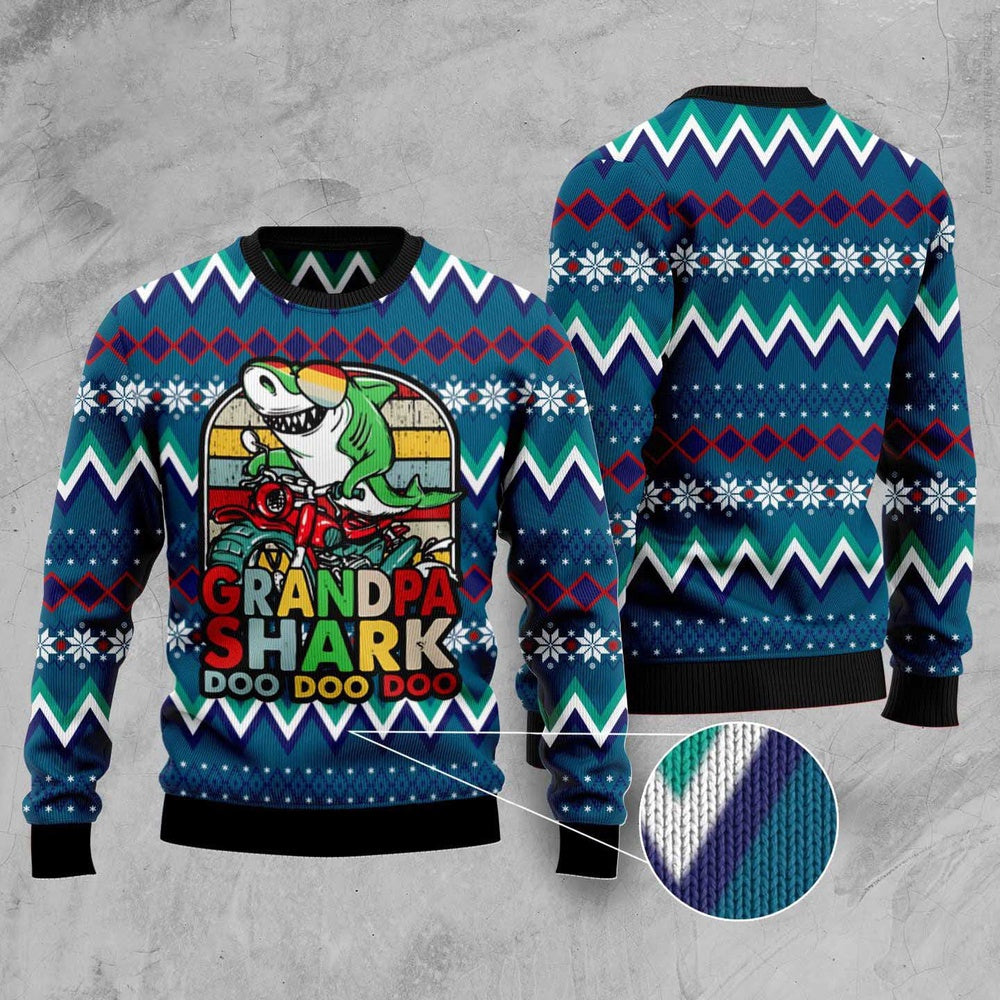 Grandpa Shark Dododo Ugly Christmas Sweater Funny Ugly Christmas Sweater Xmas Gifts