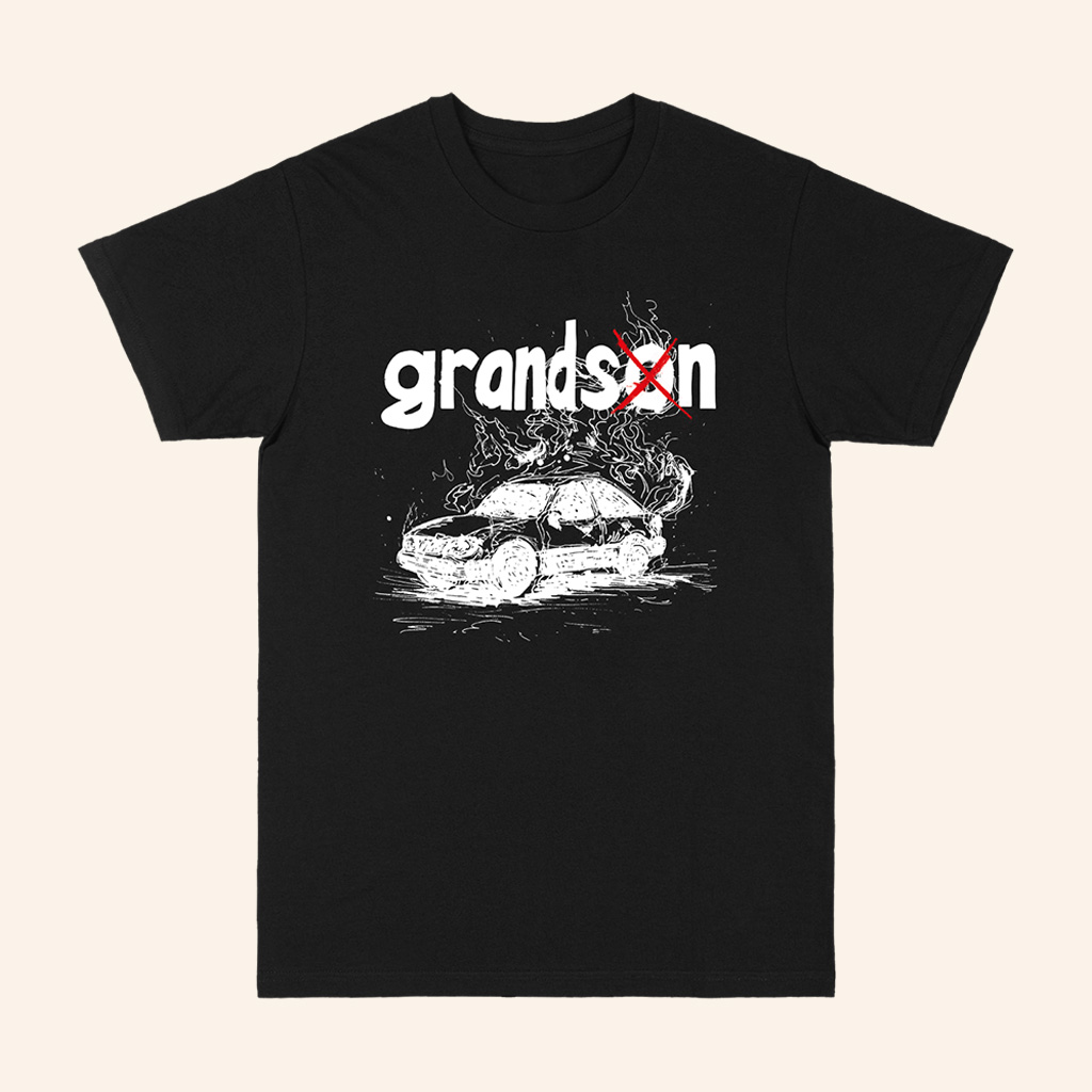 Grandson Merch Burning Car T-Shirt Music Lover Gift Ideas For Him