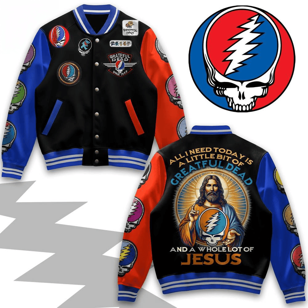 Grateful Dead And A Whole Lot Of Jesus Baseball Jacket Grateful Dead Merch Gifts For Husband