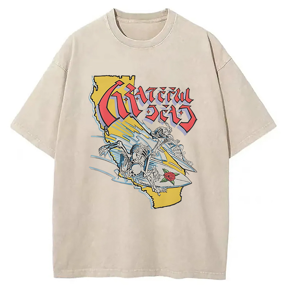 Grateful Dead California Washed T-Shirt Classic Graphic Fashion Tee Gifts For Besties