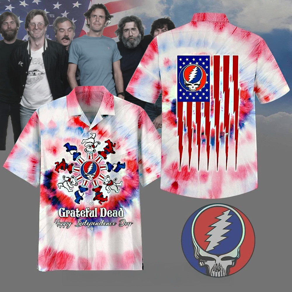 Grateful Dead Happy Independence Day Special Hawaiian Shirt Funny Patriotic Merch On 4th Of July