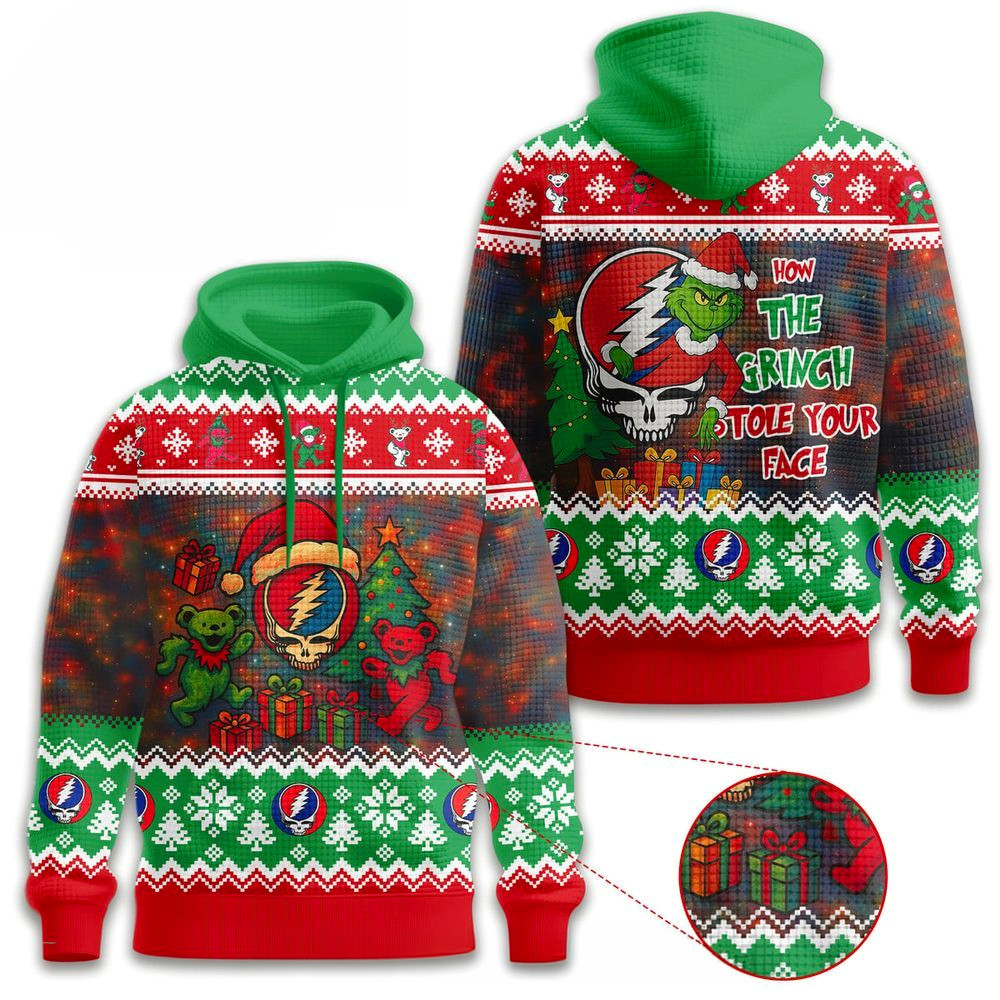 Grateful Dead How The Grinch Stole Your Face Hoodie Grateful Dead Merch Present For Him