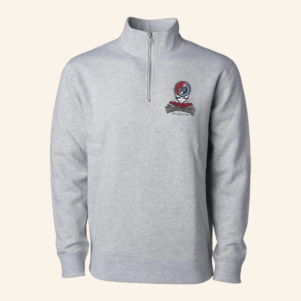 Grateful Dead Merch 60th Logo Quarter Zip Sweatshirt Xmas Gifts For Him Grateful Dead Merch 60th Logo Quarter Zip Sweatshirt Xmas Gifts For Him