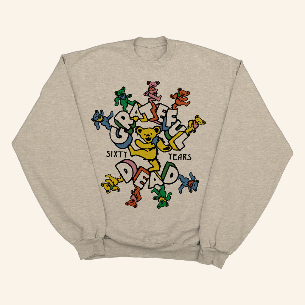 Grateful Dead Merch 60th Marching Bears Crewneck Sweatshirt Gift Ideas For Music Lovers Grateful Dead Merch 60th Marching Bears Crewneck Sweatshirt Gift Ideas For Music Lovers