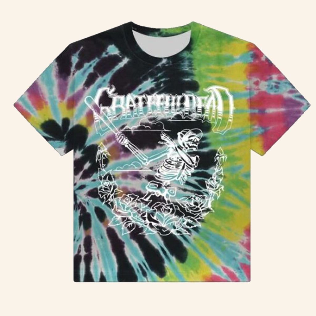 Grateful Dead Merch Baseball Skelly Tie Dye T-Shirt Christmas Gifts For Music Lovers