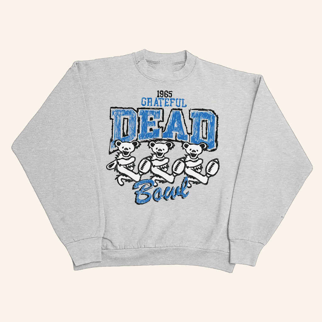 Grateful Dead Merch Bear Football Crewneck Sweatshirt Christmas Presents For Boyfriend Grateful Dead Merch Bear Football Crewneck Sweatshirt Christmas Presents For Boyfriend