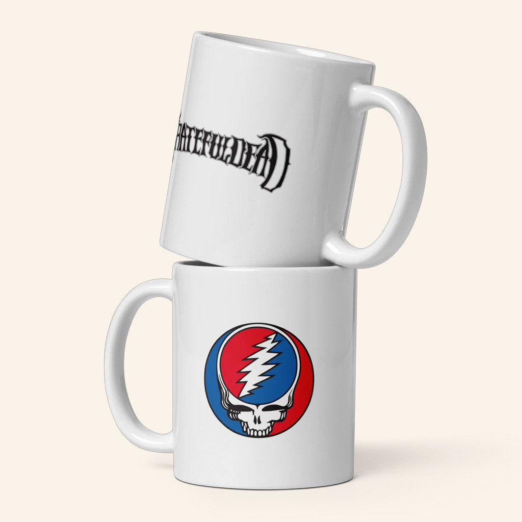 Grateful Dead Merch Classic Stealie White Mug Gift Ideas For Music Lovers