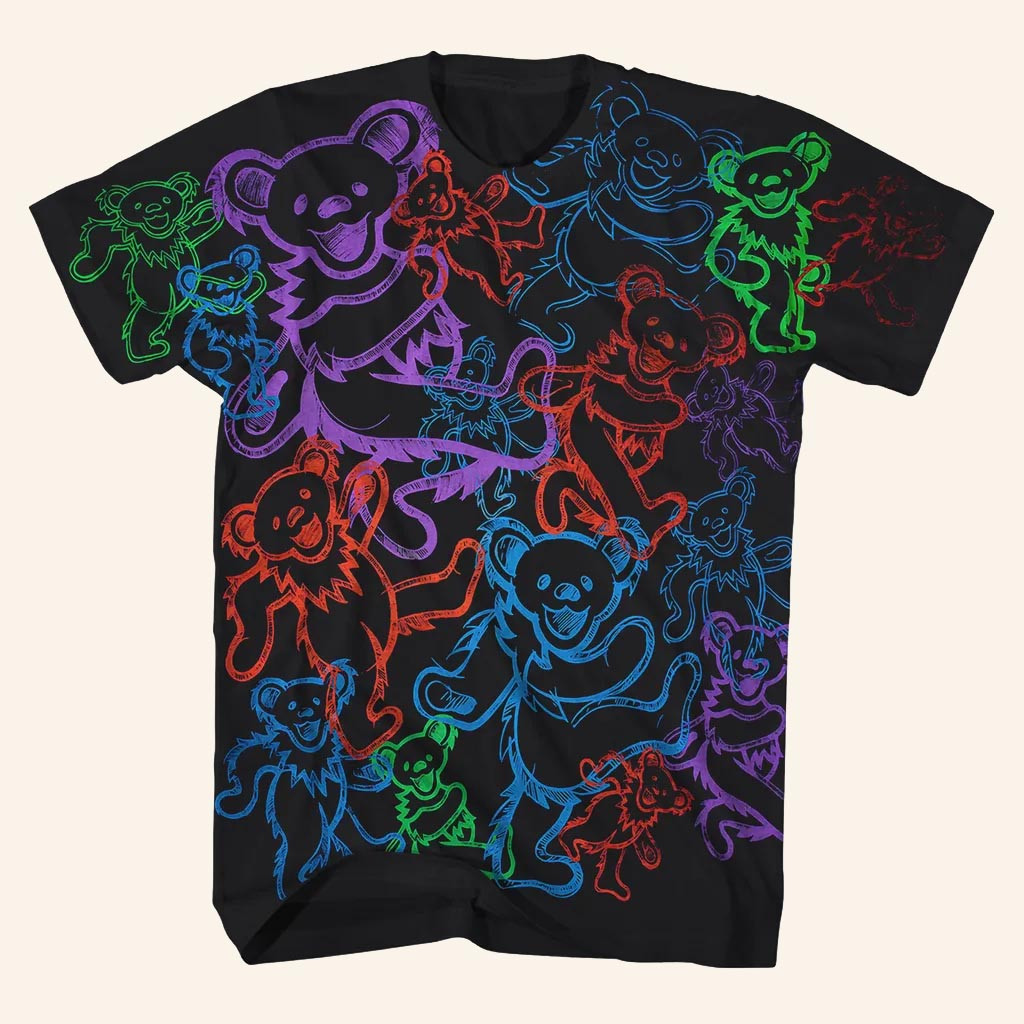 Grateful Dead Merch Rainbow Dancing Bears Shirt Presents For Rock Lovers