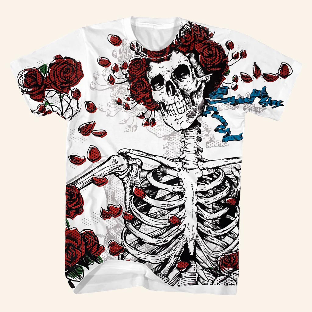 Grateful Dead Merch Skeleton And Roses Shirt Gift Ideas For Rock Music Lovers