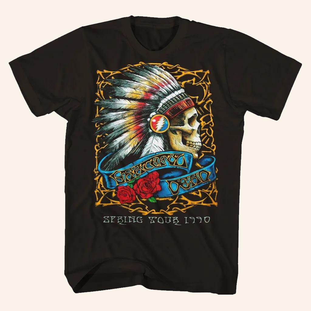 Grateful Dead Merch Spring Tour '90 T-Shirt Best Gifts For Rock Music Lovers