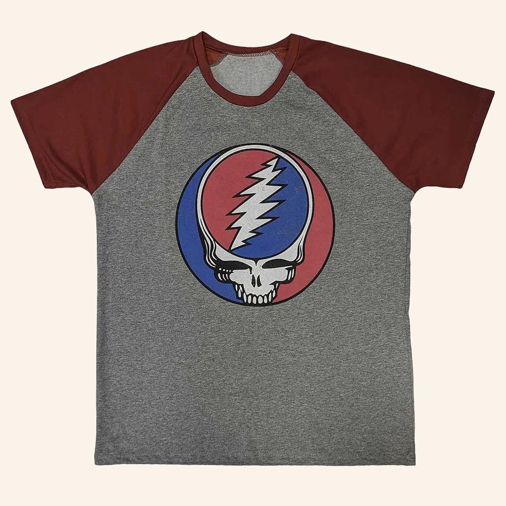 Grateful Dead Merch Steal Your Face Raglan Shirt Cool Gifts For Rock Lovers