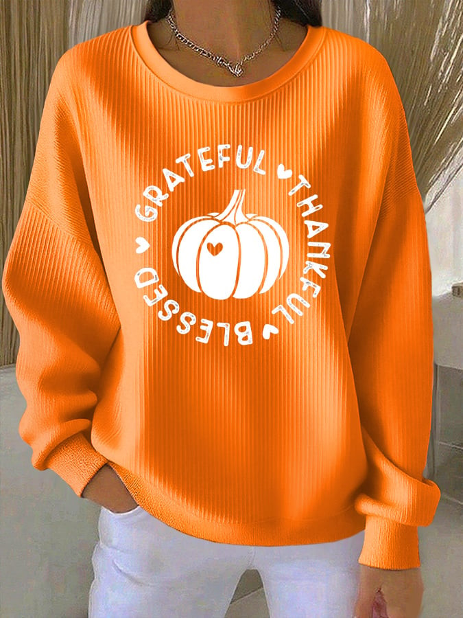 Grateful Thankful Blessed Sweatshirt Pumpkin Vibes Merch Ideal Gifts For Best Friends
