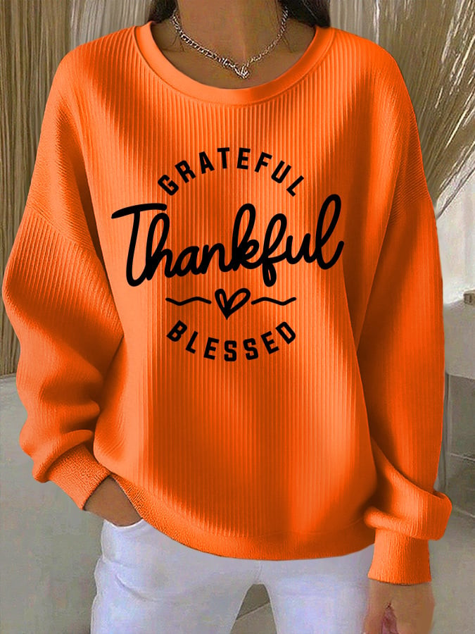 Grateful Thankful Blessed Sweatshirt Rustic Autumn Apparel Cool Thanksgiving Gifts