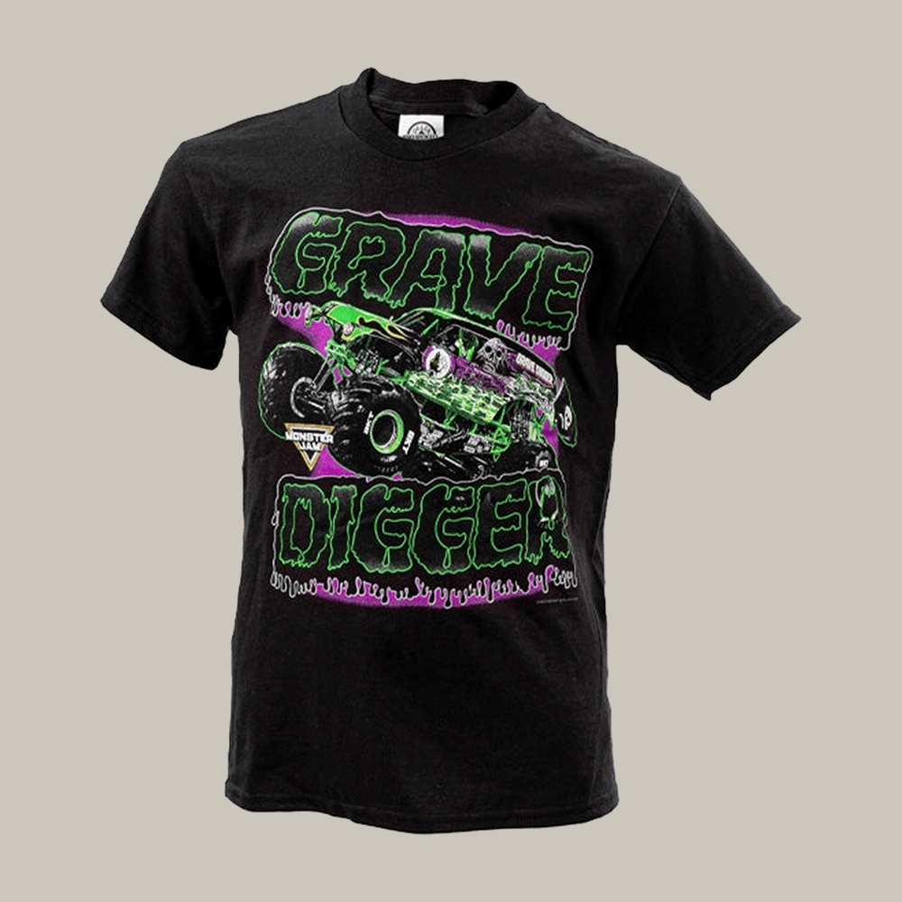 Grave Digger Crush Youth T-Shirt Monster Jam Clothes Gifts For Teens