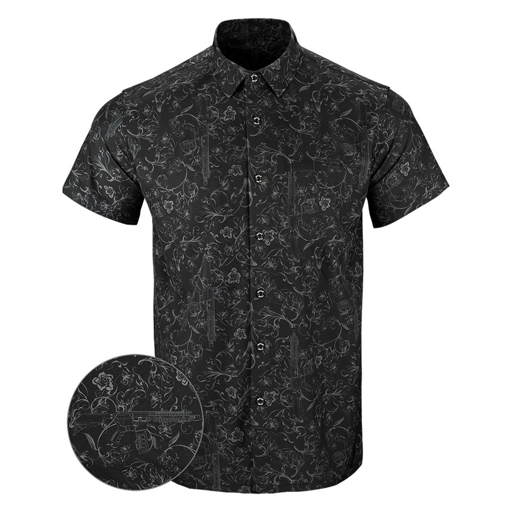 Gray Man Button Down Shirt Tactical Aloha Print Shirt Present For Father