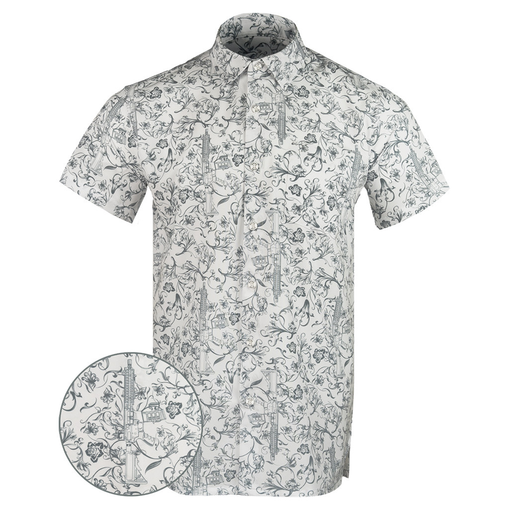 Gray Man White Button Down Shirt Concealed Carry Hawaiian Shirt Present For Him Gray Man White Button Down Shirt Concealed Carry Hawaiian Shirt Present For Him