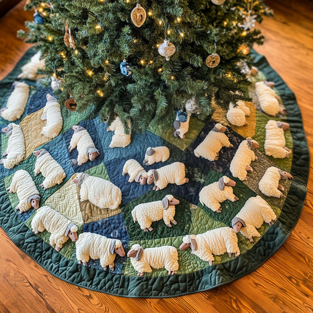 Grazing Grounds Quilted Christmas Tree Skirt Warm And Cozy Holiday Decor