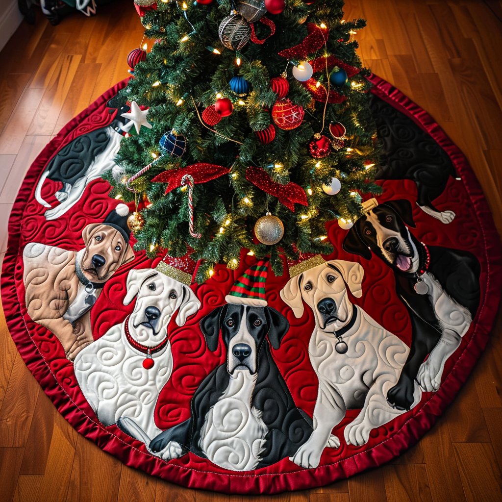 Great Dane Cheer Christmas Quilted Tree Skirt Perfect Holiday Gift for Home Decor Lovers