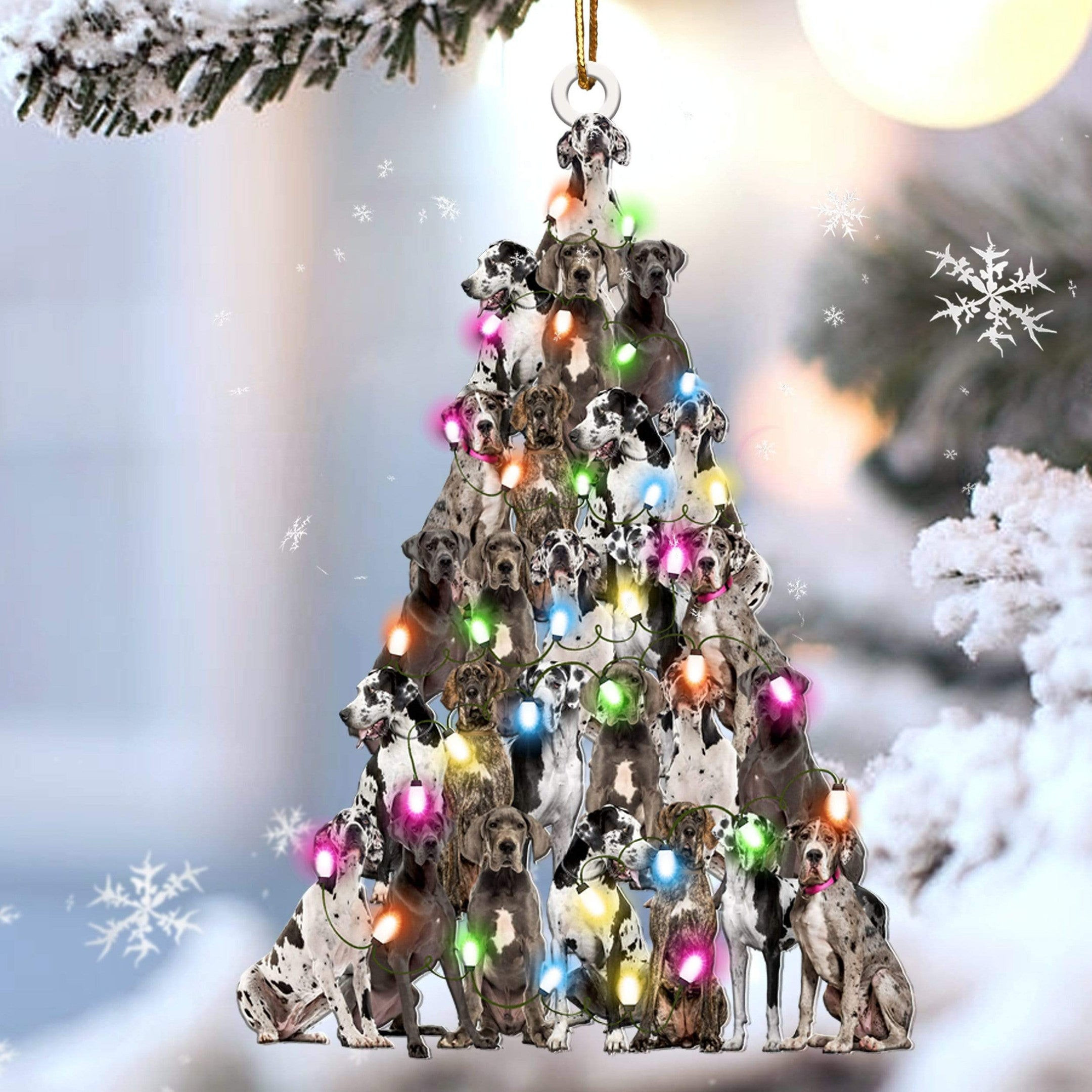 Great Dane Christmas Tree Shaped Ornament For Great Dane Lovers