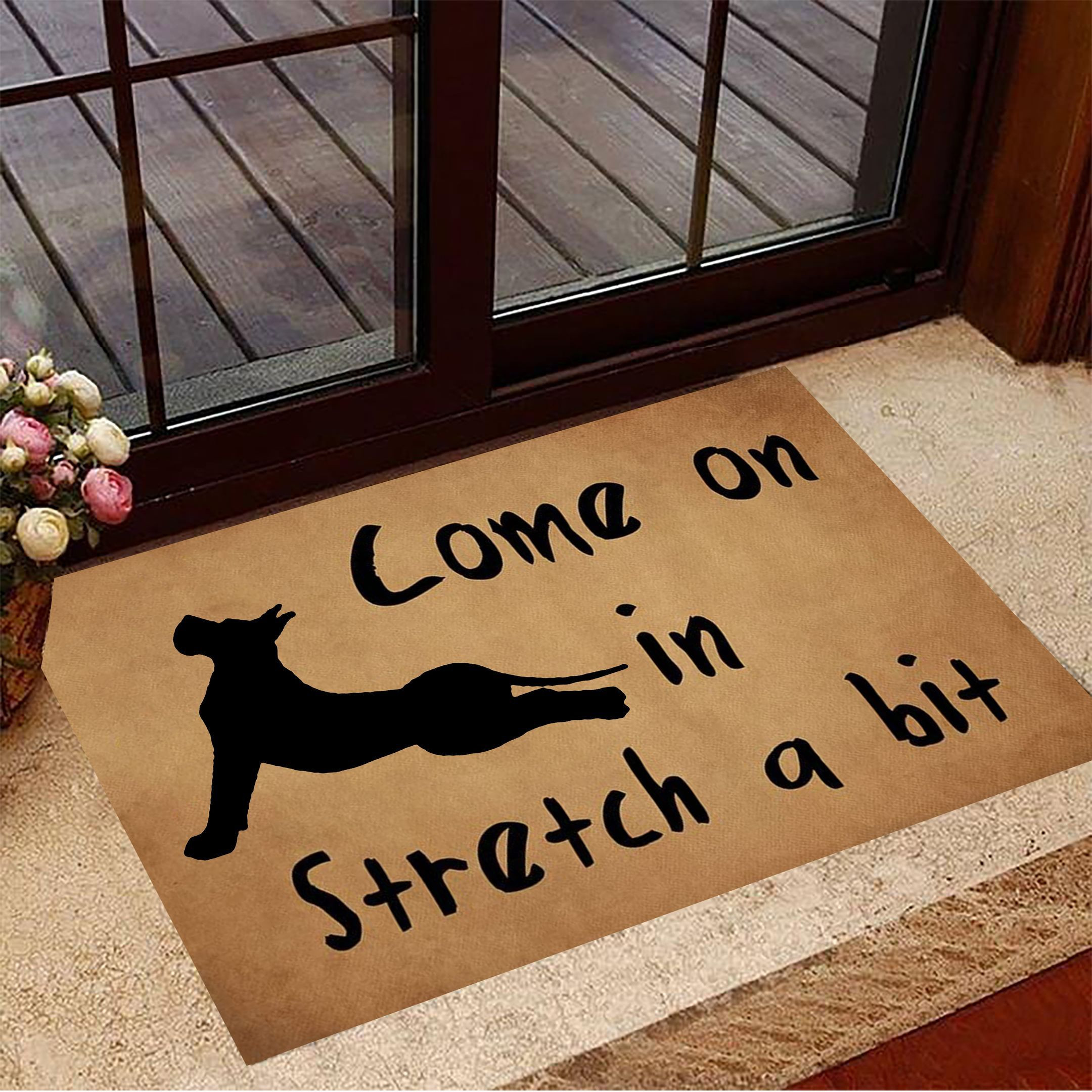 Great Dane Come On In Stretch A Bit Yoga Doormat Indoor Door Mats Non-Slip Gifts For Dog Owners