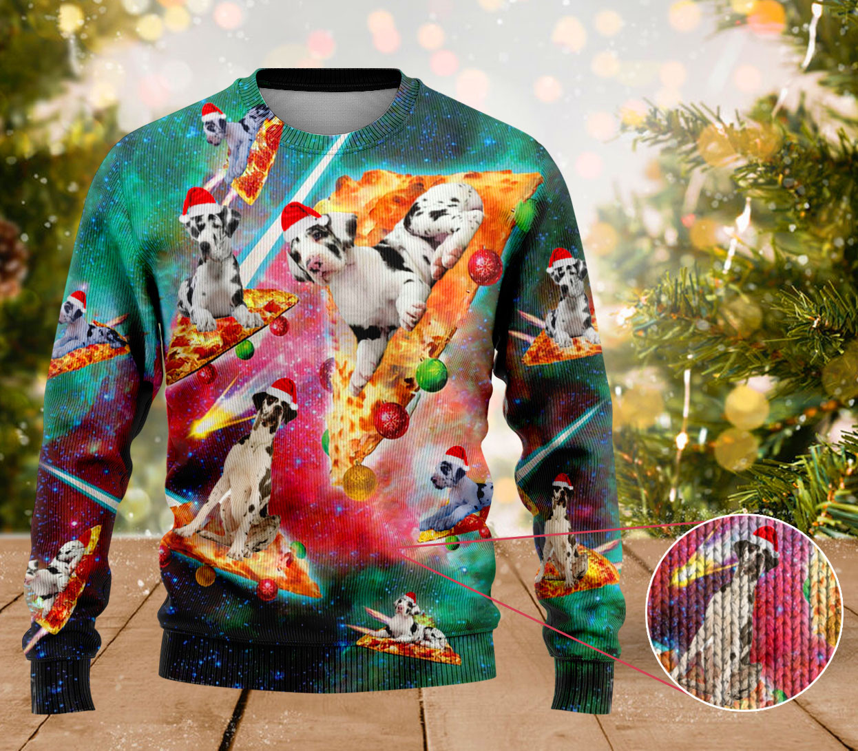 Great Dane Dog Pizza Ugly Sweater Cute Christmas Crewnecks Gift Ideas For Dog Lovers