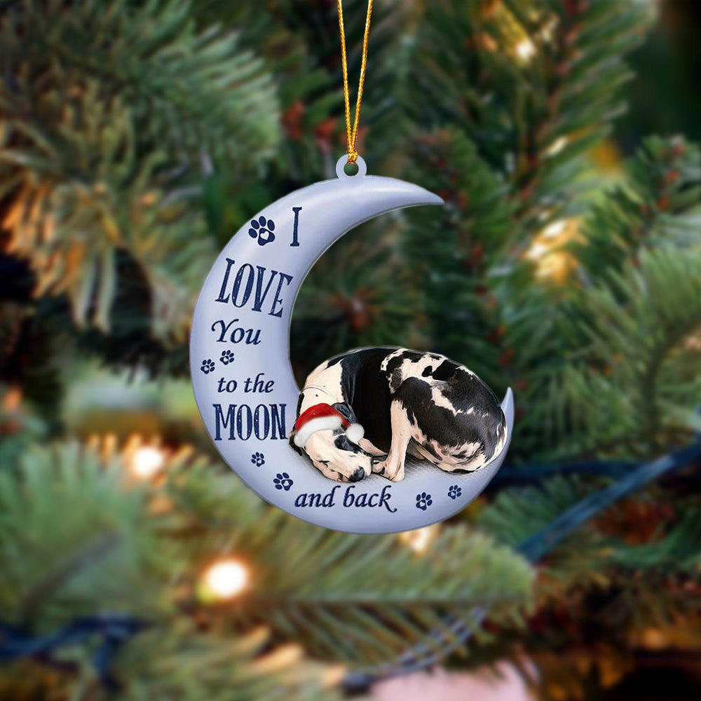Great Dane I Love You To The Moon And Back Christmas Ornament Best Gift For Great Dane Lovers