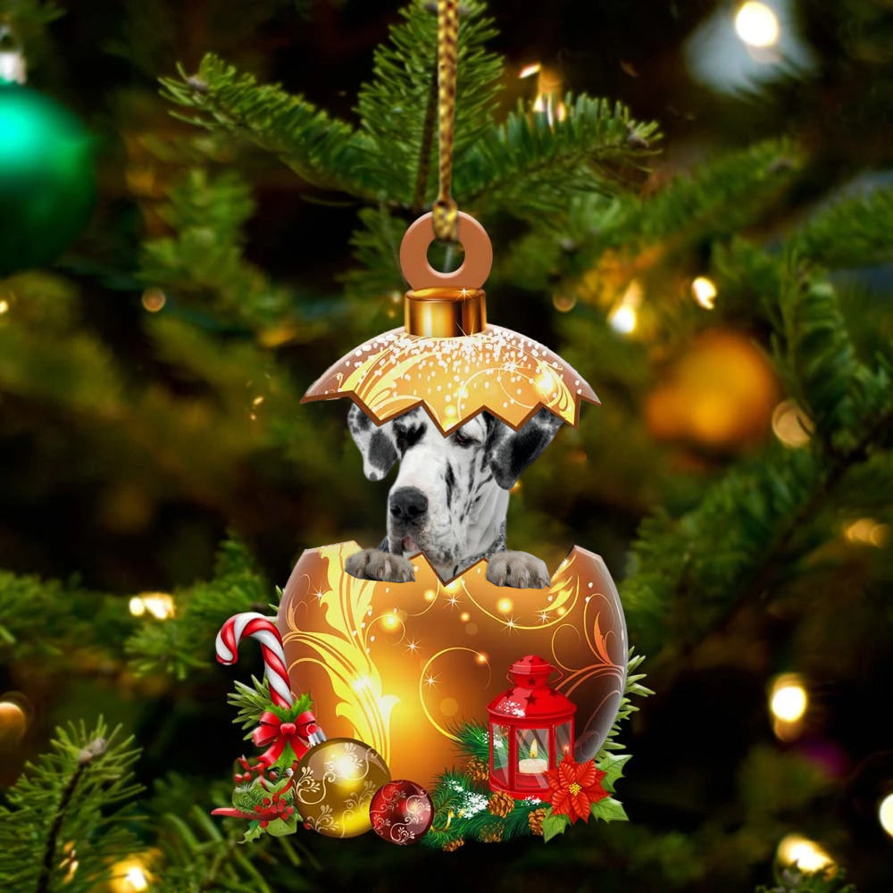 Great Dane In in Golden Egg Christmas Ornament Flat Acrylic Dog Ornament