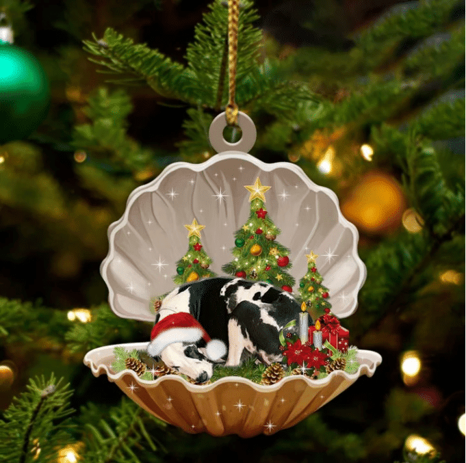 Great Dane3 Sleeping in Pearl Dog Christmas Ornament Flat Acrylic