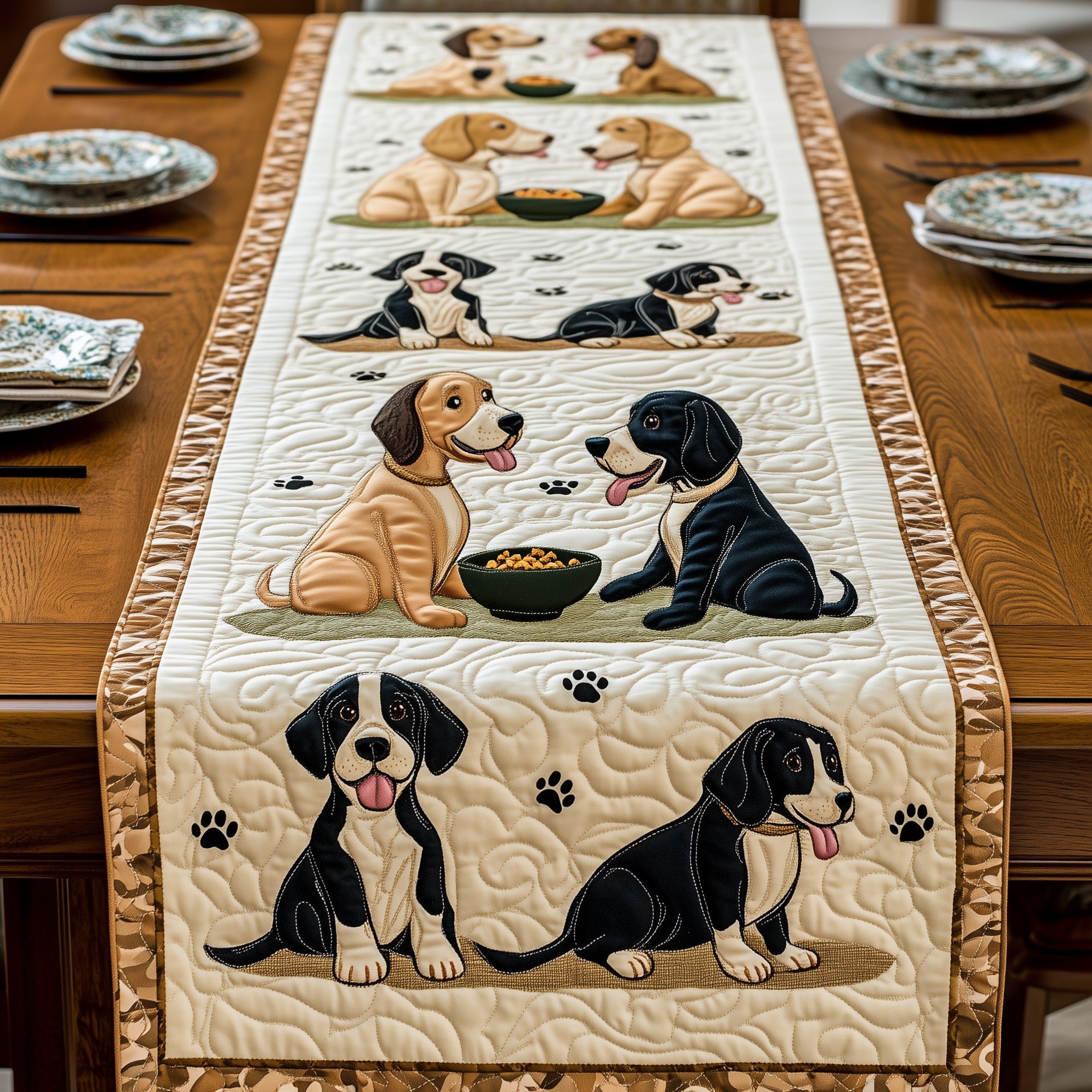 Great Daner Quilted Table Runner Christmas Theme Table Runner