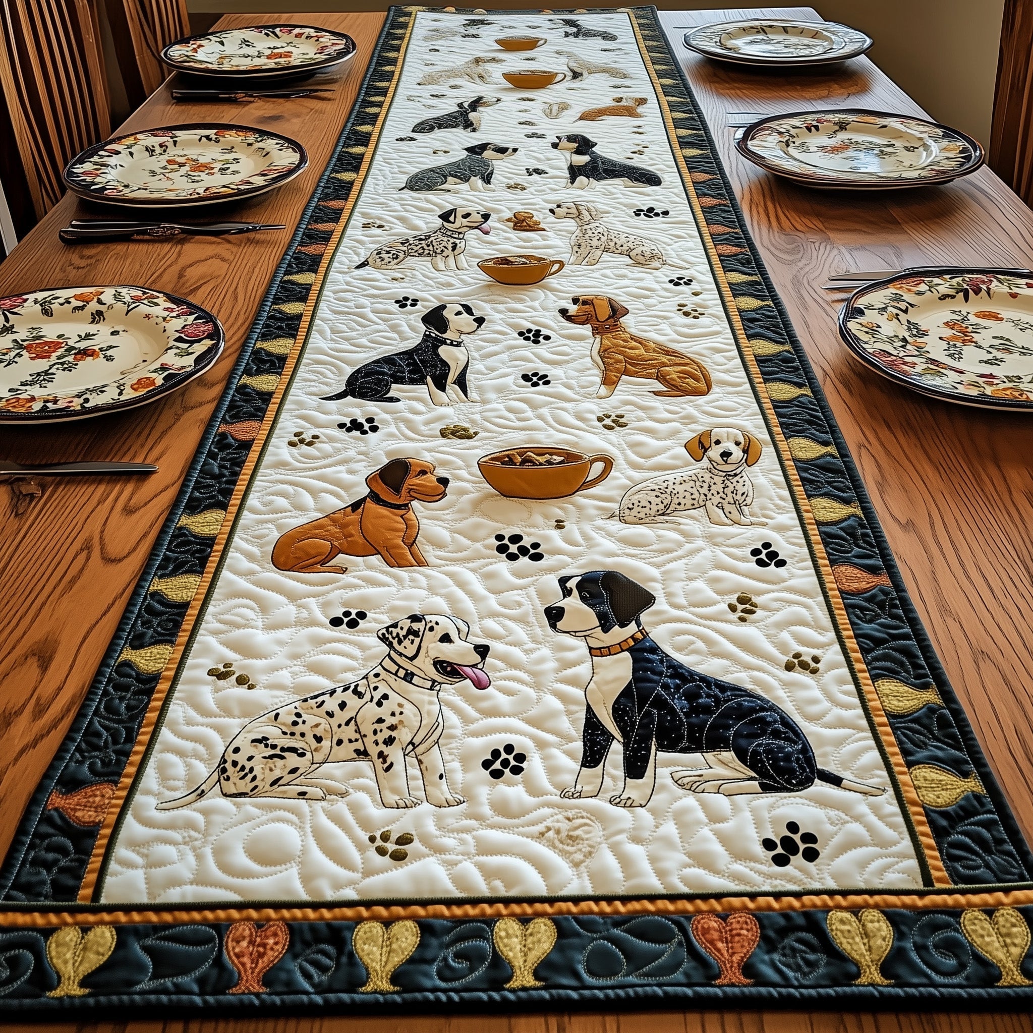 Great Daner Quilted Table Runner Festive Holiday Table Runner Decor