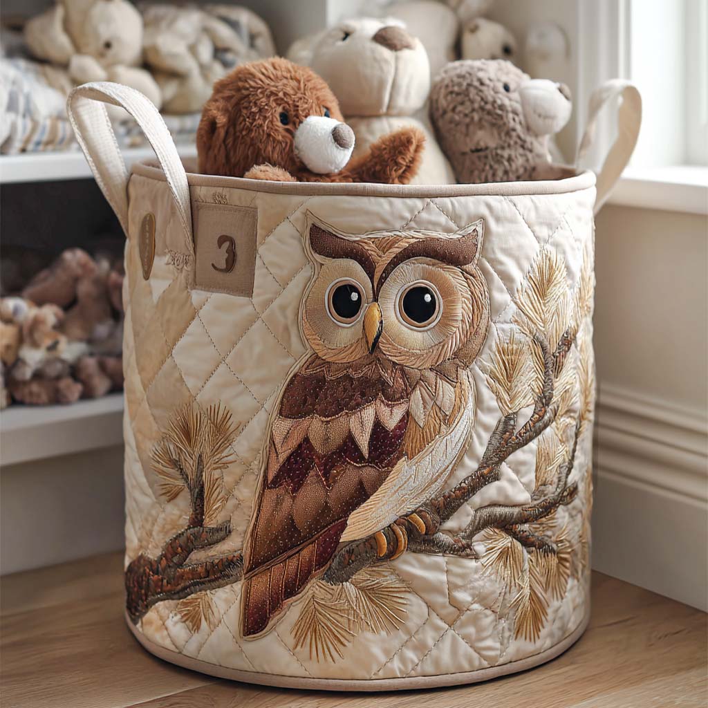 Great Hooter Quilted Laundry Basket Foldable Laundry Hamper with Quilted Fabric Design