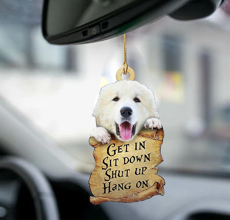 Great Pyrenees get in two sided ornament white dog car hanging ornaments
